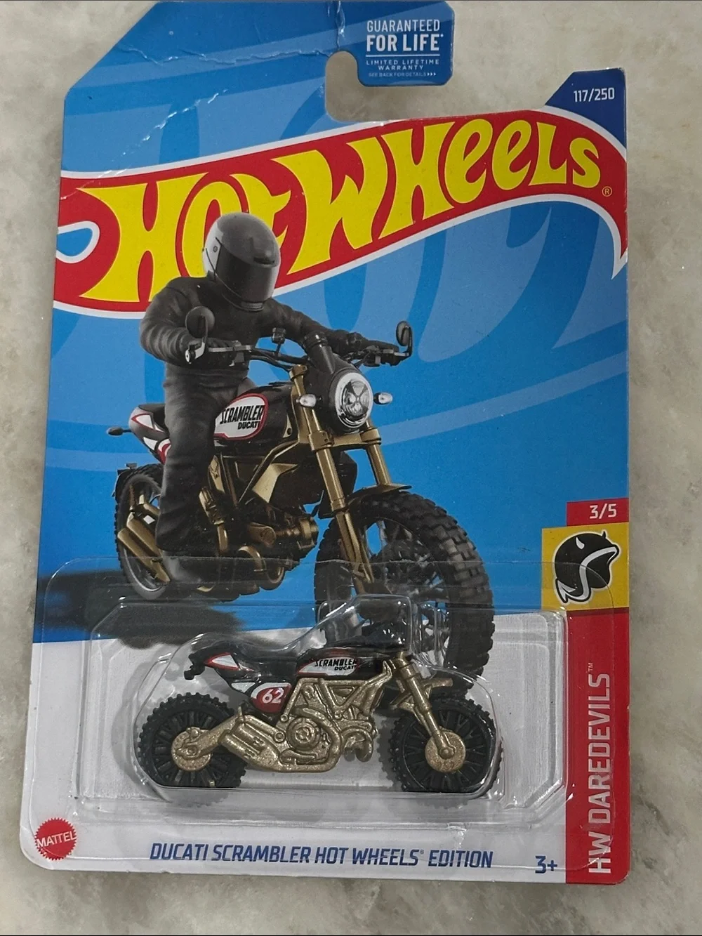 Hot Wheels Ducati Scrambler Toy Motorcycle - Gold and Black